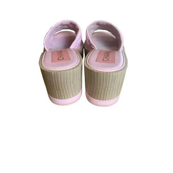 Chanel | Pink Quilted Lambskin Leather Platform Sole CC Logo Size EU 38 - Picture 5 of 10